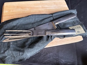 lot 186 image: Michael Aram Carving Set and Butcher Block