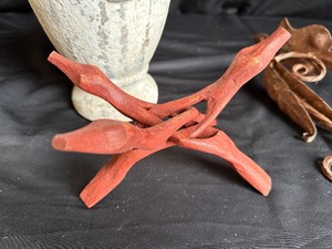 lot 197 image: Terracotta Plater, Wood Puzzel Decor and 2 Iron Hooks