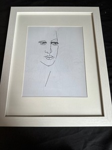 lot 13 image: Original Barbara Hultmann Pencil Portrait in White Frame