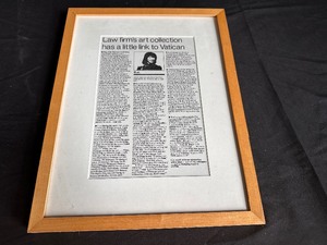 lot 15 image: C.J. Framed Article Law Firms Art Collection has a Little Link to Vatican