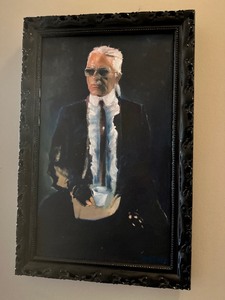 lot 21 image: Oil Painting of Karl Lagerfeld by John Brewer
