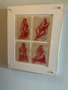lot 38 image: Framed Oil Crayon Drawings Titled Study of Nudes Artist Unknown