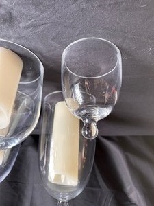 lot 41 image: Set of Four Cloche Glass Domes with Flameless Candles