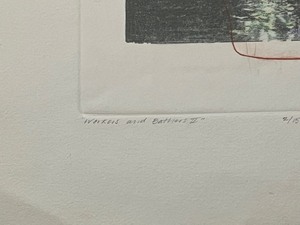 lot 318 image: Mixed Media Art Print Signed by MaryAnn Strandell Workers and Bathers II, 1994