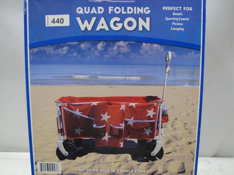 lot 288 image: NEW Bahama Bay Quad Folding Wagon - Red Stars