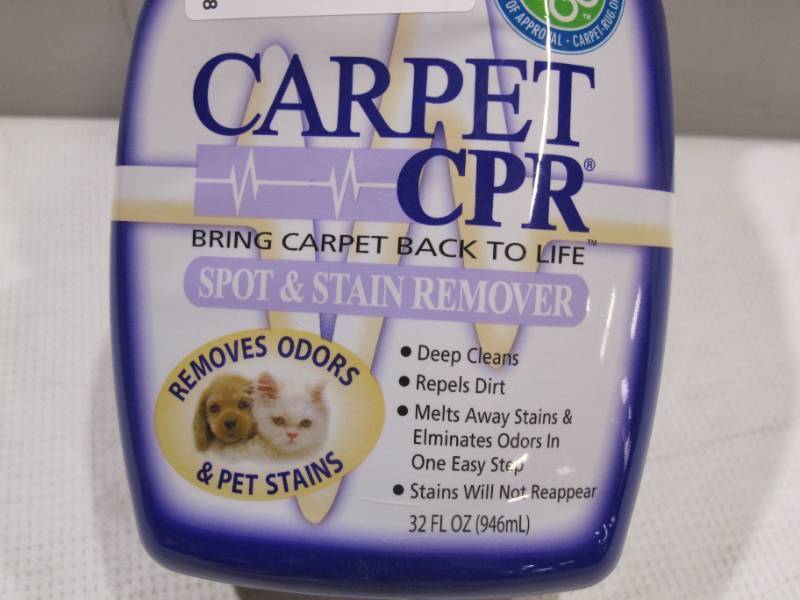 lot 417 image: NEW Carpet CPR Spot & Stain Remover (32 oz.) - Eliminates Stains & Odors On Carpet, Rugs, & Car Mats In Seconds, Removes Toughest Carpet Spots Permanently, No Other Carpet Spot & Stain Remover Works Better