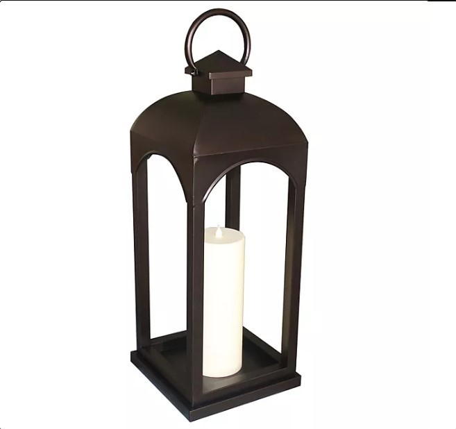 lot 462 image: NEW Members Mark 28 Copper Iron Lantern with Plastic Pillar Candle