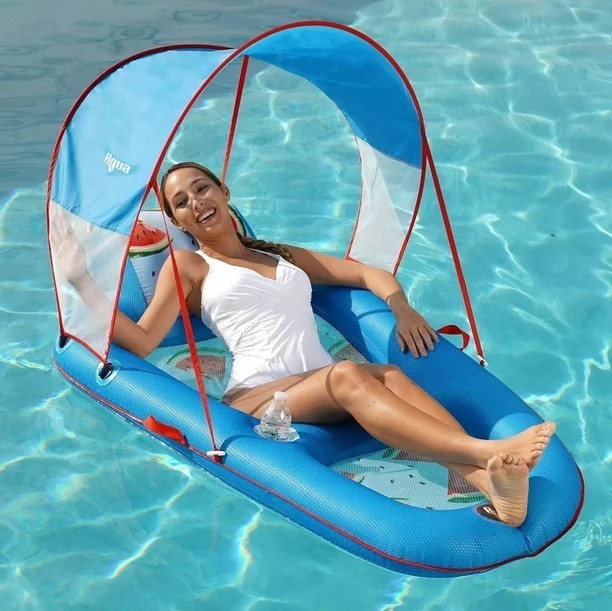 lot 425 image: NEW Aqua Ultimate Sunshade Recliner Pool Lounge, Watermelon