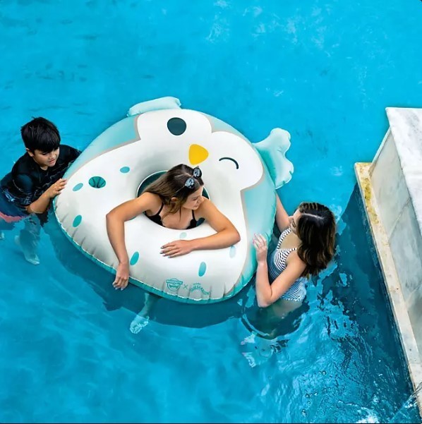 lot 500 image: NEW BigMouth x Squishmallows Inflatable Ring Pool Float With Built-In Cupholder - OWL