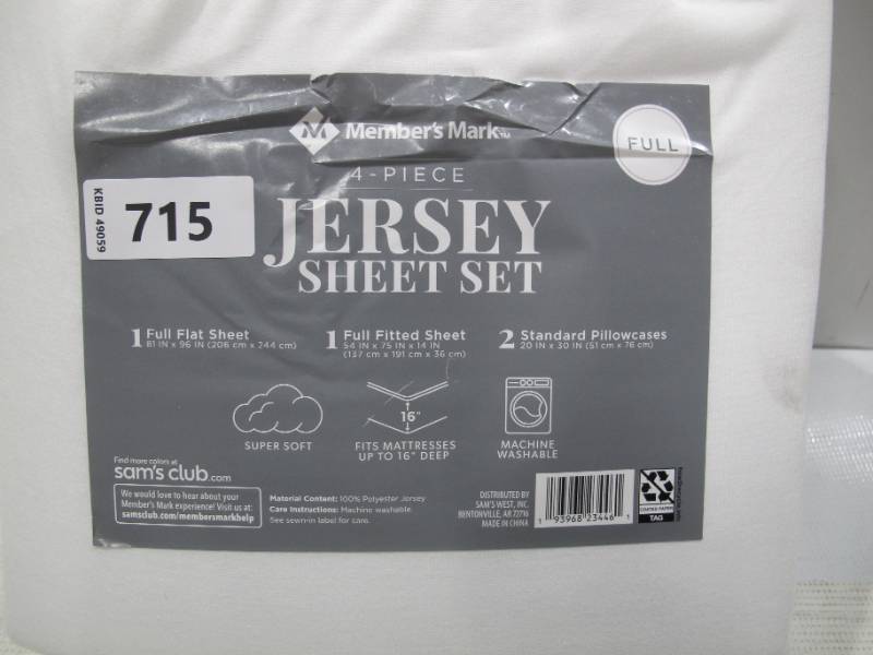 lot 343 image: NEW Members Mark Queen 4 Pc. Jersey Sheet Set - White
