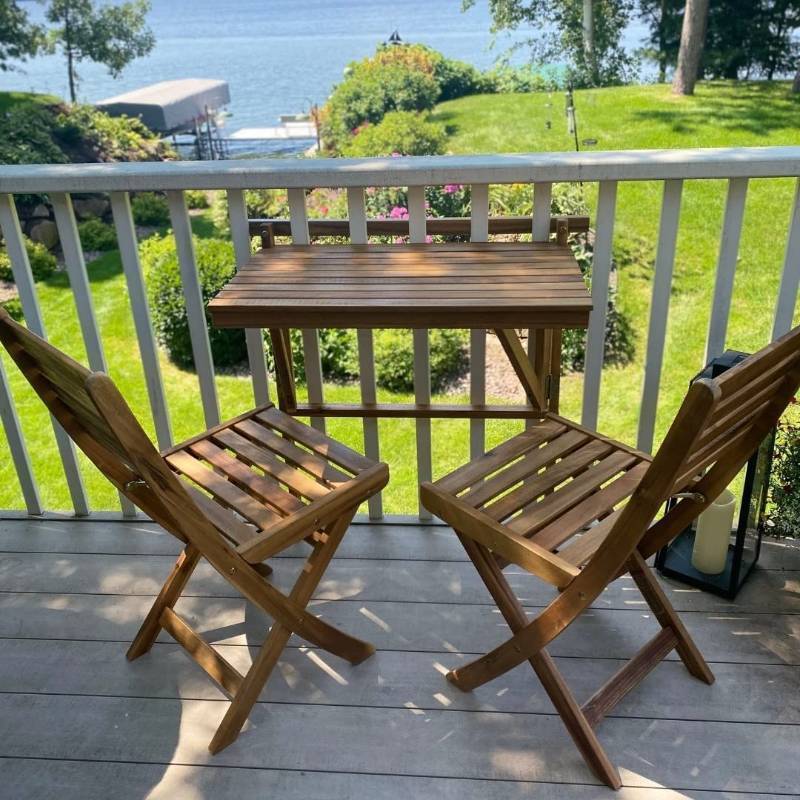 lot 218 image: NEW Patio Wise Outdoor Folding Patio Chair Set, 2 Foldable Acacia Wood Seats, Backyard, Balcony, Porch, & Garden Furniture, 15-12-Inches Wide x 15-34-Inches Deep x 32-Inches High, Teak