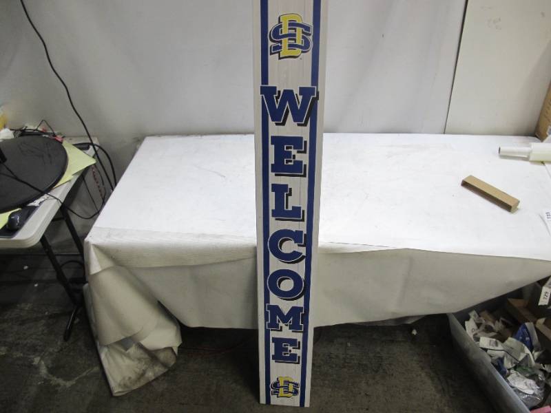 lot 224 image: South Dakota State Jack Rabbits Double Sided Welcome Sign - Wooden - Roughly 6 x 8