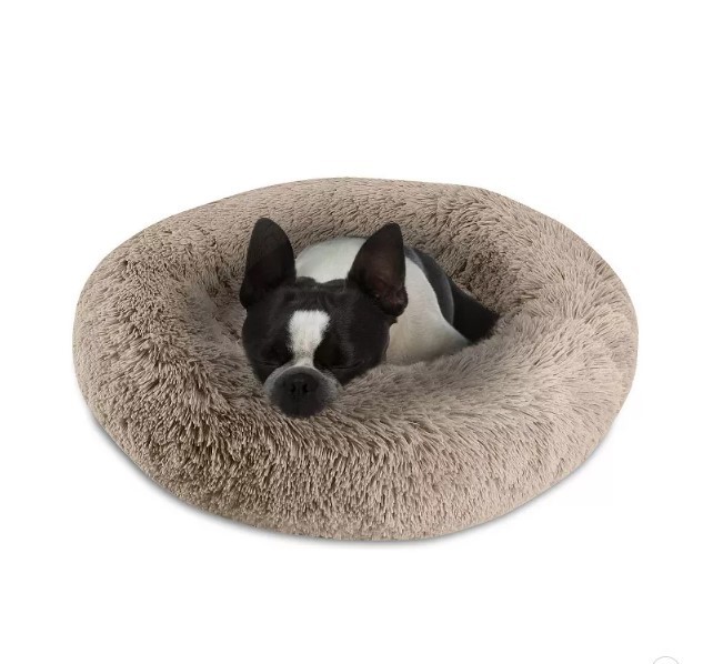 lot 317 image: NEW Canine Creations Donut Round Dog Bed - Warmly Taupe - 29 Inch Diameter