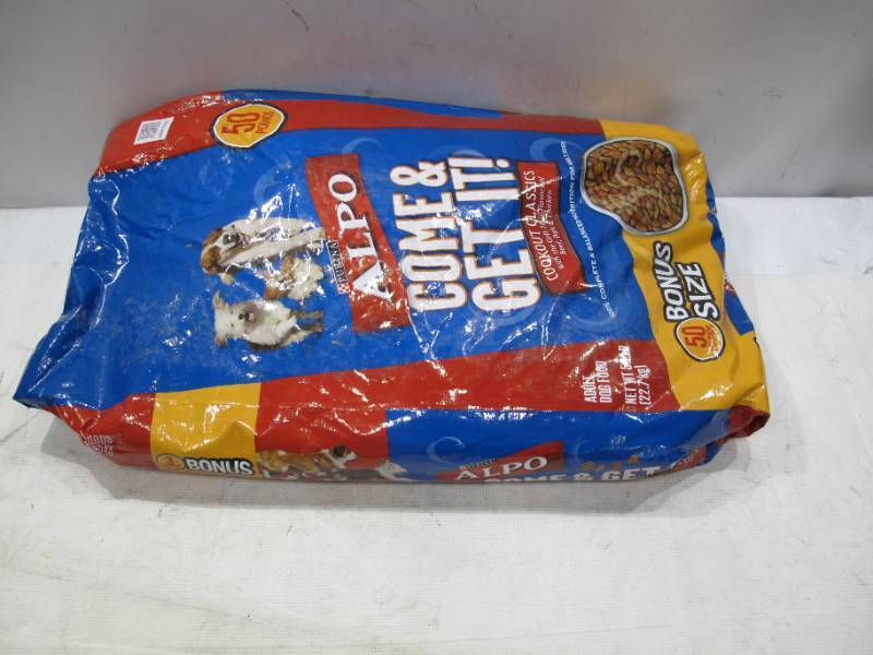 lot 299 image: Purina ALPO Come & Get It Cookout Classics With The Grill-Time Flavors of Beef, Pork & Chicken Adult Dog Food 50 lbs. Bag