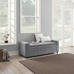 lot 121 image: NEW Members Mark Harlow Upholstered Bench Ottoman, Queen - Grey
