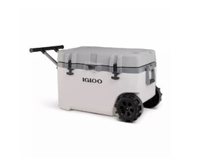 lot 164 image: NEW Igloo 75-Quart Rugged Performance Cooler with Wheels, Gray and White
