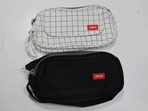 lot 262 image: NEW 2 Pack of AOREGRE Pencil Case Big Capacity PencilPenMakeup Bag  - Black and GridLine