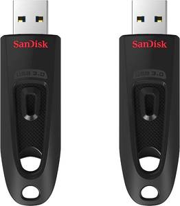 lot 266 image: NEW SanDisk 64GB 2-Pack Ultra USB 3.0 Flash Drive (2x64GB) - SDCZ48-064G-GAM462, Black