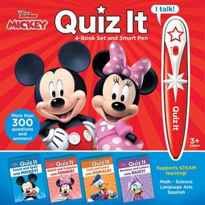 lot 328 image: NEW Disney Mickey Mouse and Minnnie Mouse  Quiz it Pen 4-Book Set and Talking Smart Pen  Interactive Educational Book Set with Toy Sound Pen  PI Kids