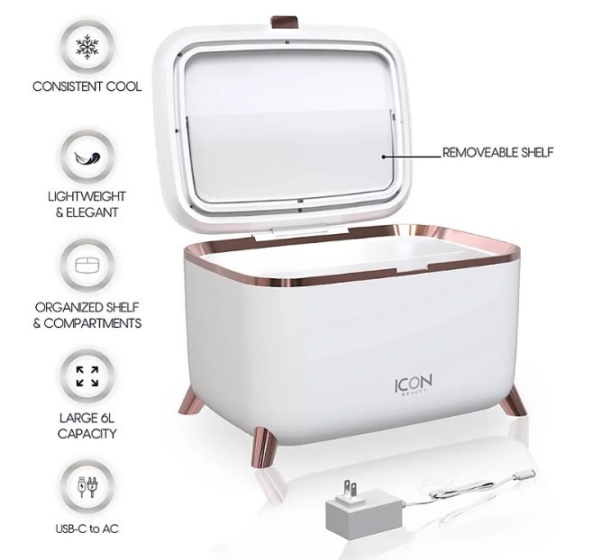 lot 763 image: NEW Icon Beauty Cosmetic Chest Cooler (6-Liter Capacity)