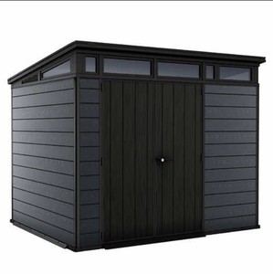lot 404 image: NEW Keter Cortina Premium Modern Outdoor Storage Shed 9 ft x 7 ft - Graphite