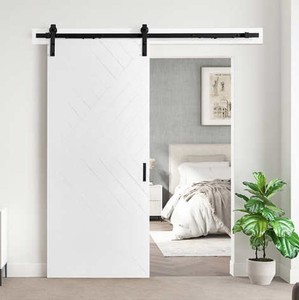 lot 423 image: OVE Decors Barn Door with Hardware Kit & Smooth Soft-Close Odyssey White