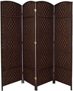 lot 495 image: NEW Oriental Furniture 6 ft. Tall Diamond Weave Fiber Room Divider - Dark Mocha - 4 Panel