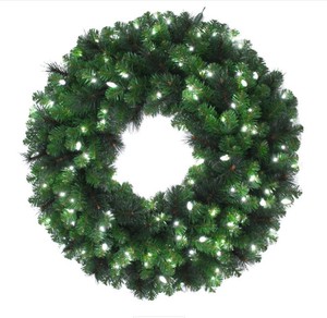 lot 644 image: NEW Celebrations 36 in. Dia. Bristol Pine Wreath with 120 White LEDs - Prelit Christmas Wreath