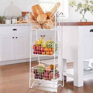 lot 657 image: Members Mark 3-Tier Floor Basket Stand  - White
