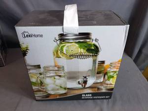 LexiHome Glass Beverage Dispenser Set