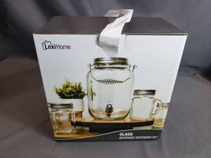 LexiHome Glass Beverage Dispenser Set