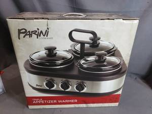 Parini Dual Compartment Slow Cooker Warmer Crock Pot 32 oz +