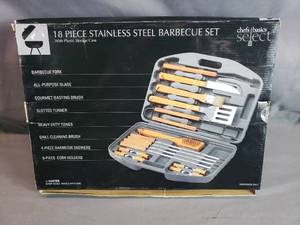 18 Piece Stainless Steel BBQ Set in Case