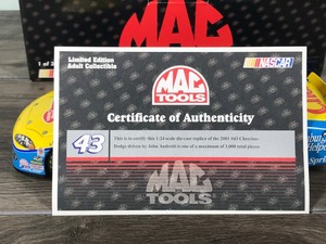 lot 106 image: 2001 Nascar Mac Tools Team Caliber John Andretti Dodge #43  Cheerios 124 scale die cast stock car