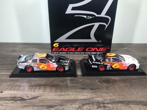 lot 159 image: 1999 Nascar Racing Champions 2 Car set Regular Paint & Silver Chrome Plated Mark Martin Ford Taurus #6  Eagle One 124 scale die cast stock cars