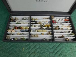lot 69 image: Earring box of vintage clip and screw earrings