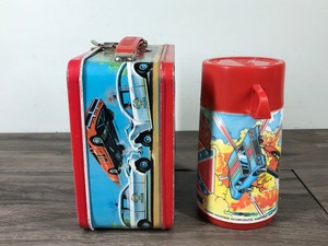 lot 222 image: Vintage 1980 Rare The Dukes Of Hazzard Metal Lunch Box With Thermos