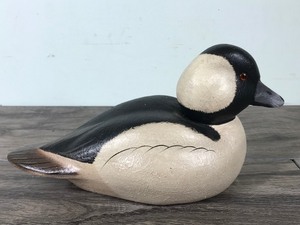 lot 239 image: Bufflehead Drake Ducks Unlimited Carved And Painted Wooden Duck Decoy 10 Long