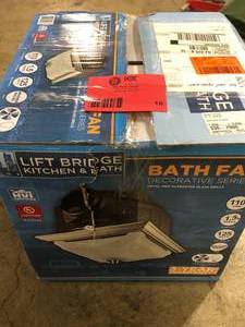 LIFT BRIDGE KITCHEN & BATH Decorative Brushed Nickel 110 CFM Ceiling Bath Fan with Light and Glass GlobeCustomer Returns See Pictures