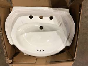 Glacier Bay Westminster 21 in. Pedestal Sink Basin in White   Customer Returns See Pictures