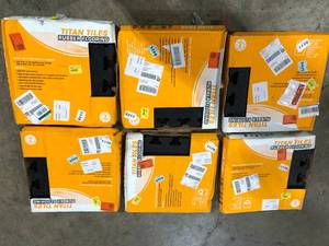 Lot of FANMATS Titan Tile Black 18 in. x 18 in. Rubber Tile Flooring (6-Pack) Customer Returns See Pictures