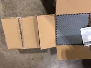 Husky Gray 18 x 18 x 2.1 Thick PVC ExerciseGym Flooring Tiles (6 TilesCase) (13.95 sq. ft.)   Customer Returns See Pictures