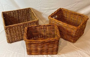 lot 38 image: Lot of 4 Wicker Storage Baskets 