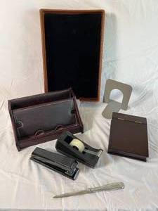 lot 48 image: Lot of Vintage Office Desk Organization Accessories at