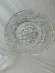 lot 56 image: Iittala Finland Flora Nuutajarvi Oiva Toikka Glass BOWL & PLATTER Clear