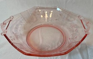 lot 58 image: Lot of 4 PINK DEPRESSION Glass Etched Pieces