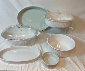 lot 60 image: Lot of CORNING WARE White Casserole Baking Dishes