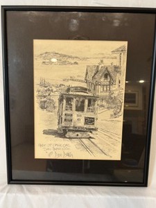 lot 100 image: Vintage DON DAVEY Signed Print Hyde St. Cable Car, San Francisco Framed