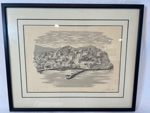 lot 107 image: Vintage Framed Print of HYDRA-GREECE Signed by Artist