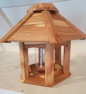 lot 155 image: Cedar Hexagon Gazebo Bird Feeder, New, Never Used